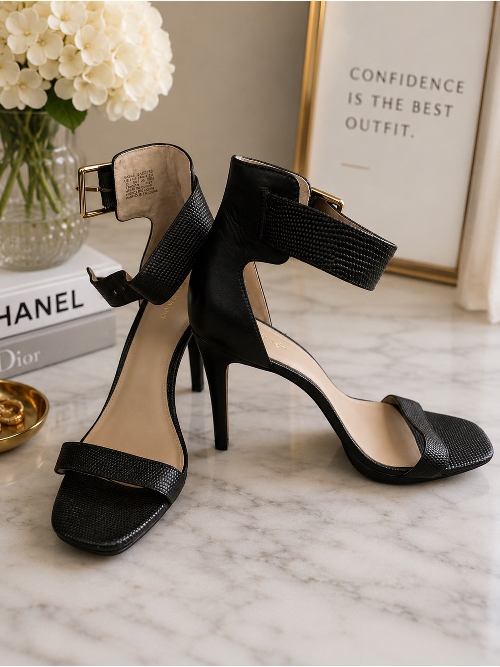 Women's Black Ankle-Strap High Heel Sandals